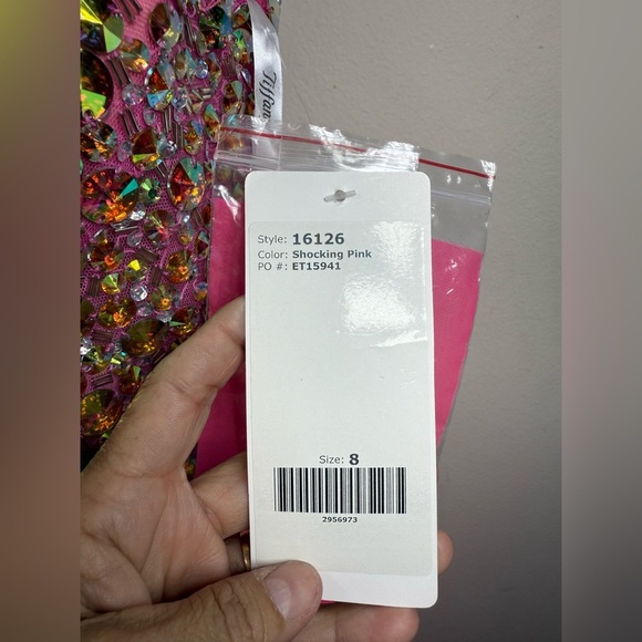 (W0) NWT Tiffany Designs Pink Evening Gown, size 8, Style #16126 - Picture 12 of 16